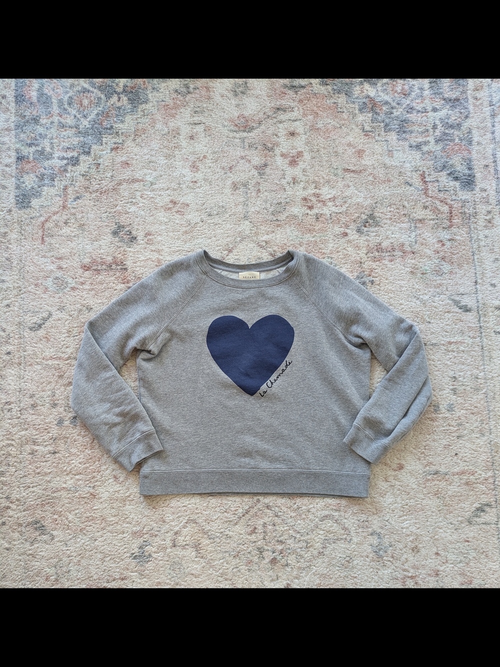 Sezane La Chamade Sweatshirt with Navy Heart